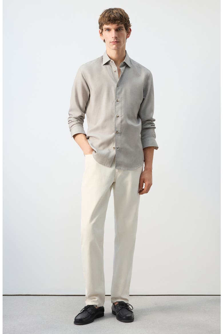 Stripe Button-Up Shirt, Alternate, color, OLIVE GREEN