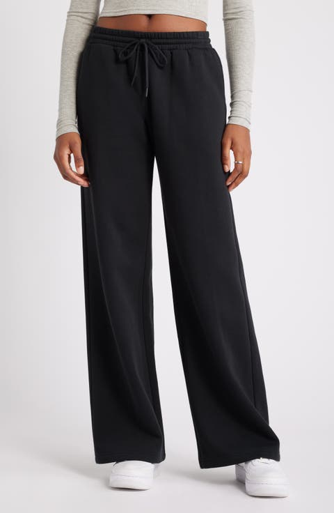 【BAON】[unisex] Holf banding fleece string wide pants BCBGeneration womens Wide Leg Elastic Waistband Functional