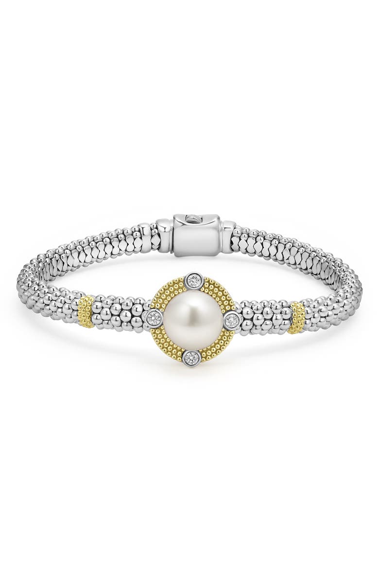 LAGOS Luna Freshwater Pearl & Diamond Lux Rope Bracelet, Main, color, Silver