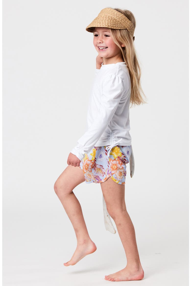 Kids' Ruched Long Sleeve Rashguard Top, Alternate, color, WHITE