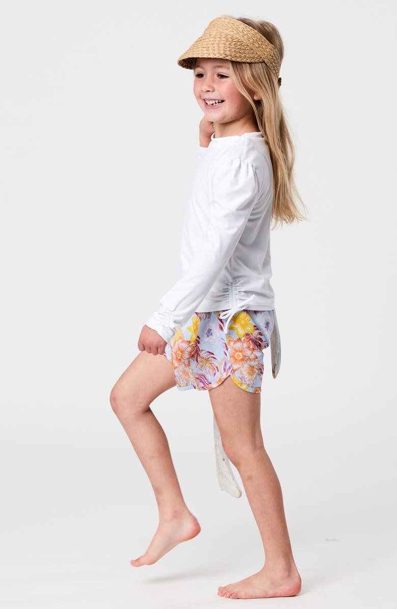 Snapper Rock Kids' Ruched Long Sleeve Rashguard Top, Alternate, color, White