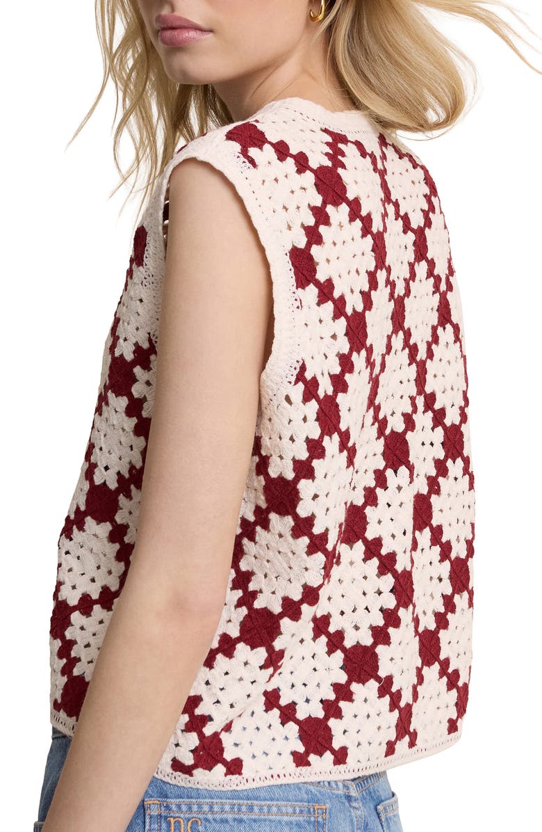 Nobody's Child Open Knit Sleeveless Cardigan, Alternate, color, Ivory/Red