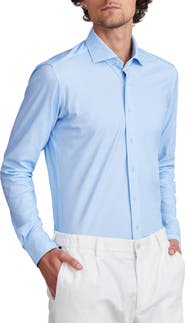 Emanuel Berg 4Flex Stretch Modern Fit Light Blue Knit Dress Shirt