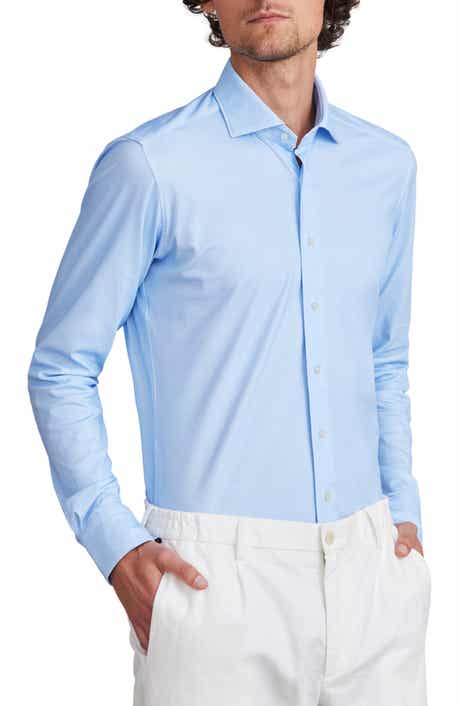 4Flex Stretch Modern Fit Light Blue Knit Dress Shirt