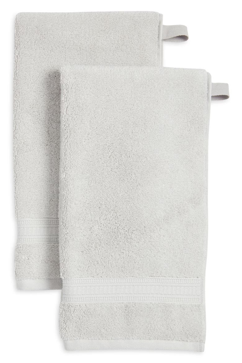 Zero Twist 2-Pack Cotton Hand Towels, Main, color, GREY VAPOR