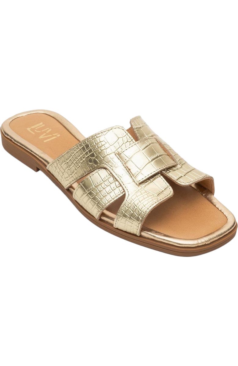 Forever & Always Shoes Notre Leather Slide Sandal, Main, color, Gold Leather