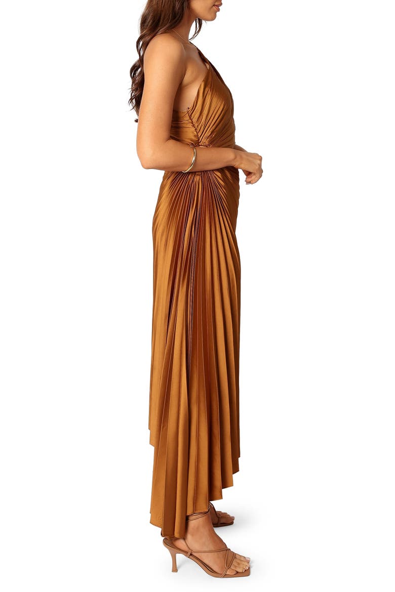 Kleo One-Shoulder Pleated Maxi Dress, Alternate, color, GOLDEN OCHRE