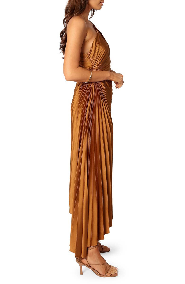 Petal & Pup Kleo One-Shoulder Pleated Maxi Dress, Alternate, color, Golden Ochre