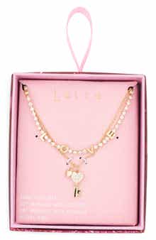 Leith Set of 2 'Love' & Key Cubic Zirconia Pendant Necklace