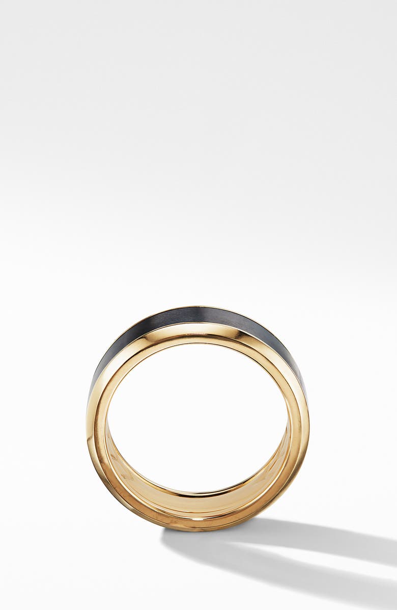 David Yurman Beveled Band Ring in 18K Yellow Gold with Black Titanium, Alternate, color,
