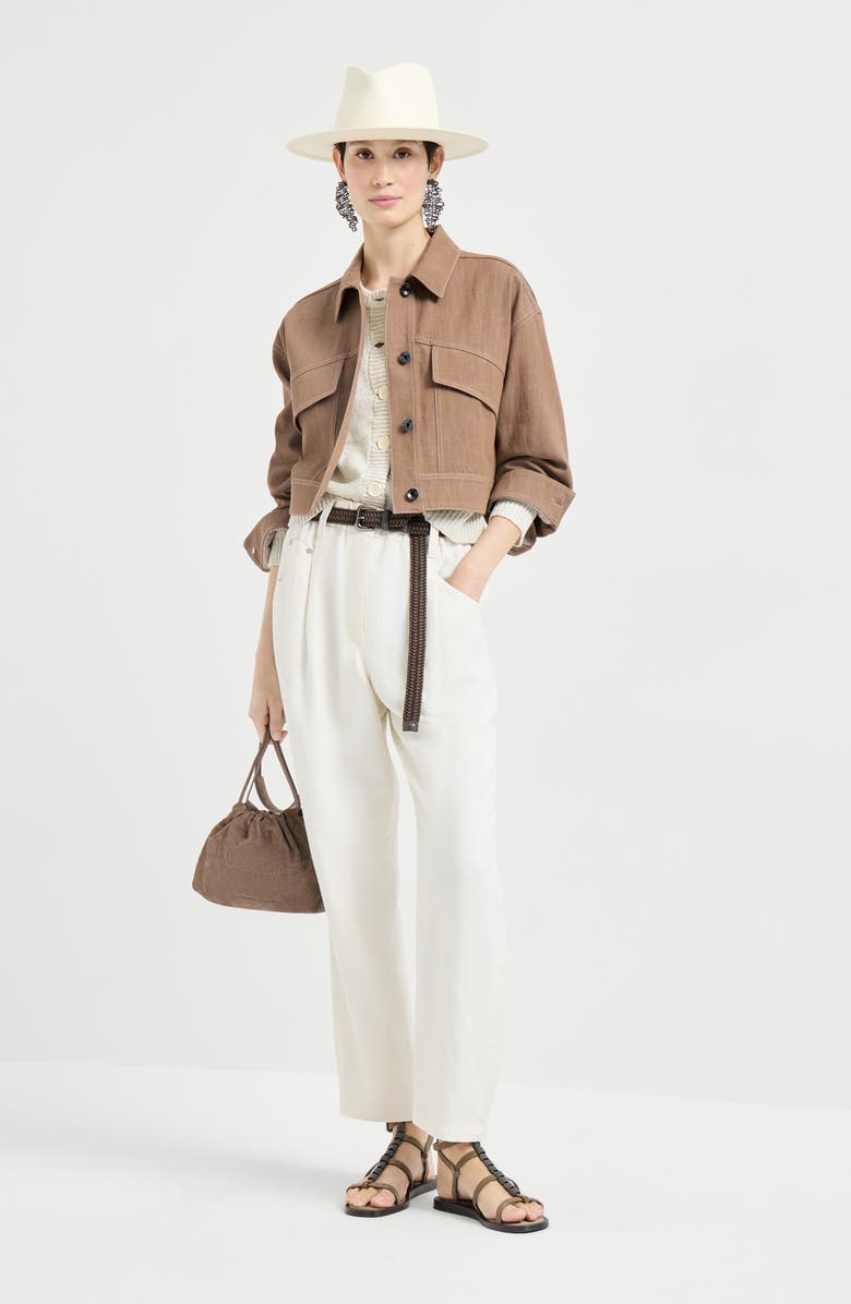 Brunello Cucinelli Cardigan with dazzling stripes, Alternate, color, Oat