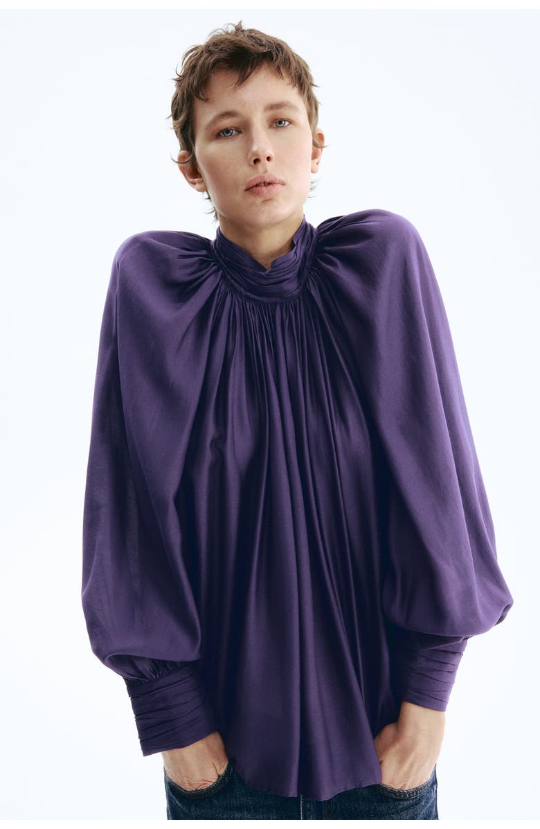 H&M Draped blouse, Alternate, color, Dark Purple