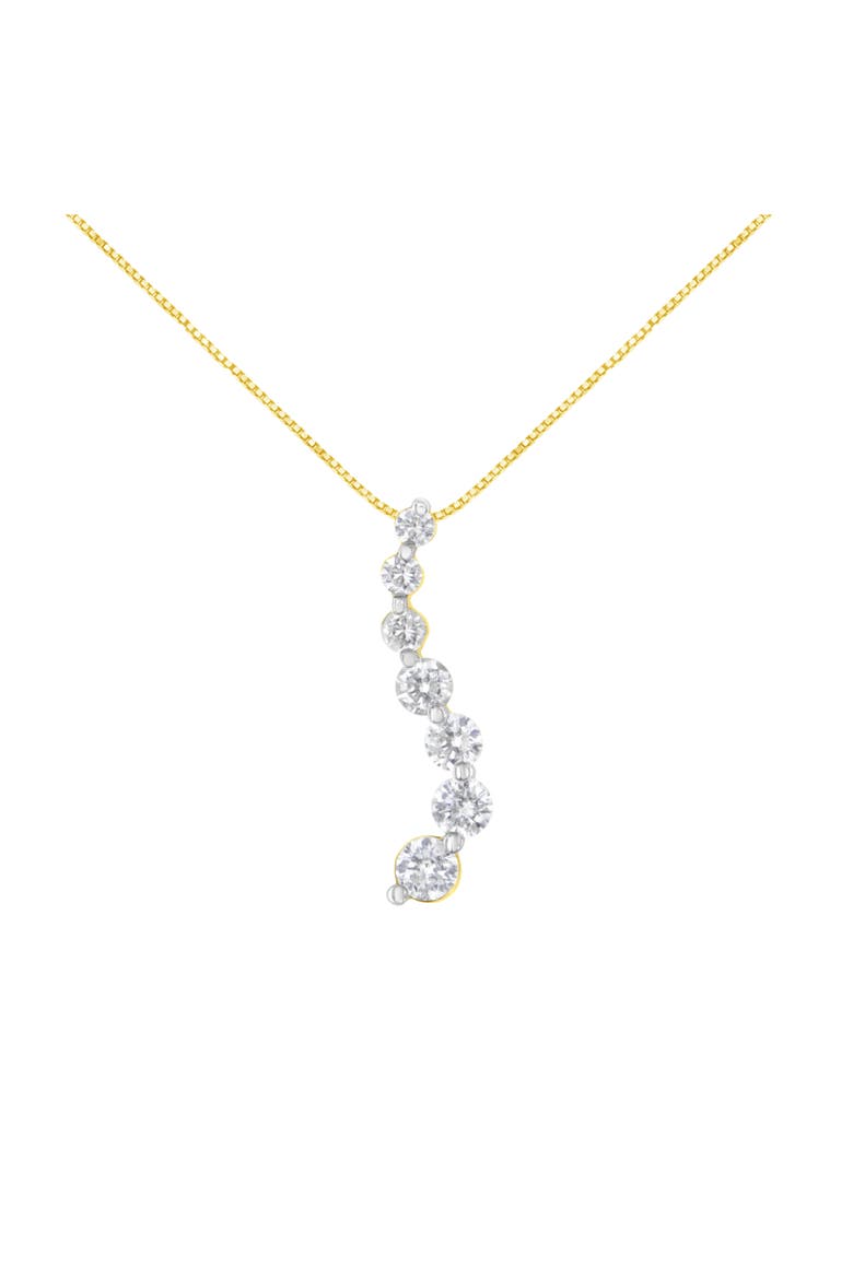 AGS Certified 14K Yellow Gold 2.0 Cttw Diamond Journey 18" Pendant Necklace, Main, color, Yellow