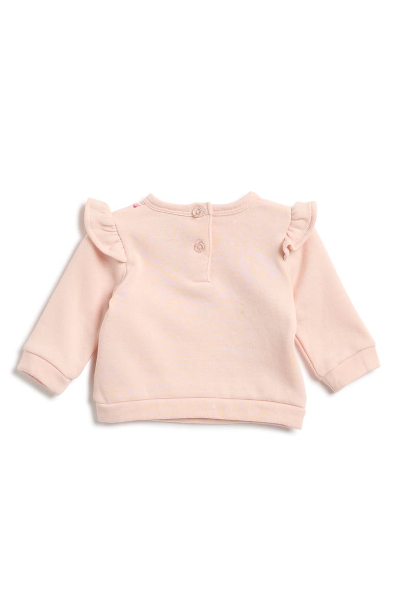 Nicole Miller Strawberry Fleece Top, Rib Flare Pant & Headband Set, Alternate, color, Peach Blush/Cha