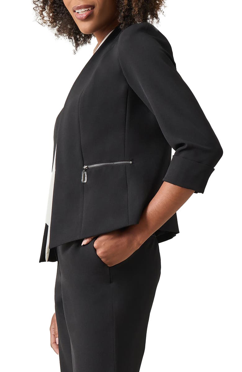 KASPER Stretch Crepe Jacket, Alternate, color, Black