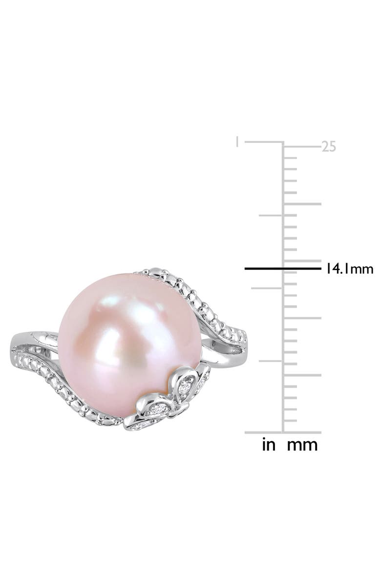 Sterling Silver 12–12.5mm Pink Cultured Freshwater Pearl & Diamond Ring - 0.05ct., Alternate, color, PINK