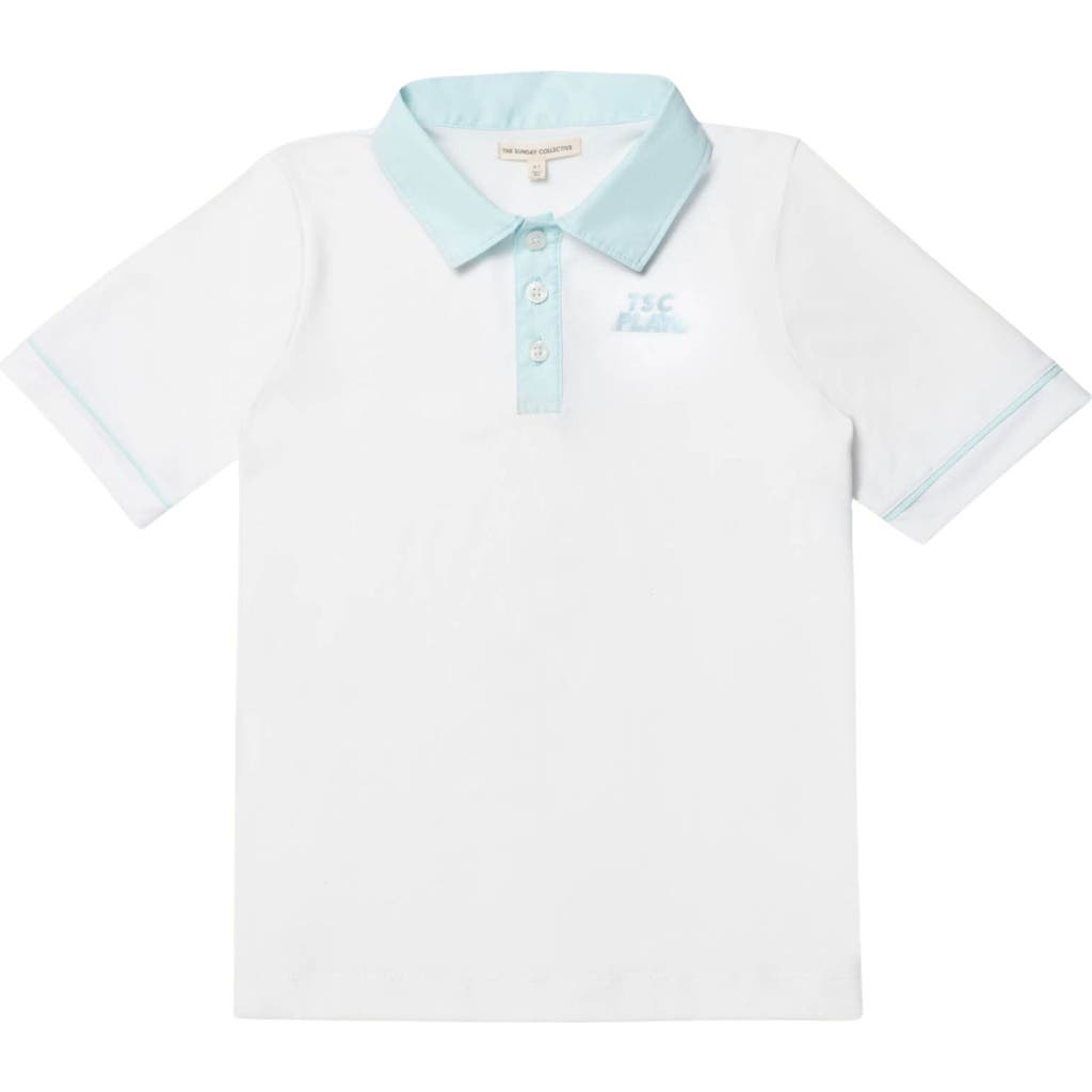 The Sunday Collective Boys' Performance Play Polo In Pastel Trim - Little Kid, Big Kid In White