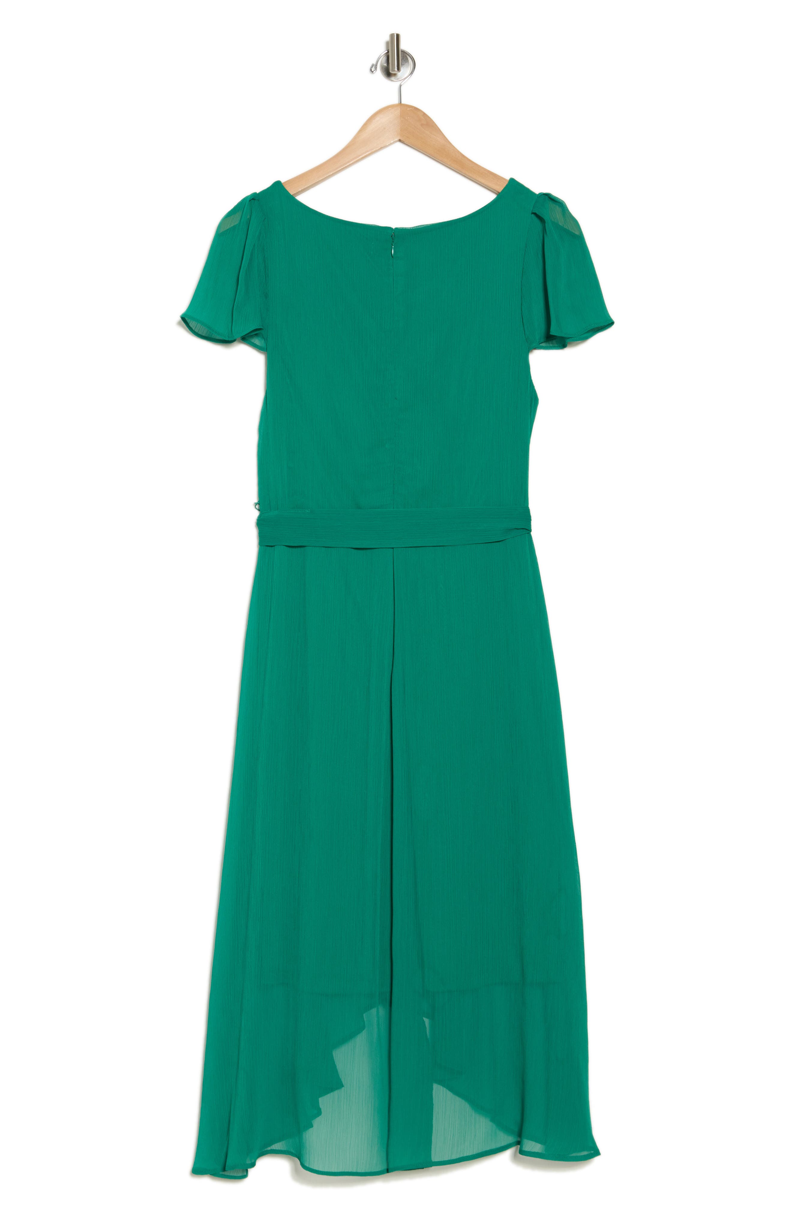 dkny women's chiffon flutter-sleeve tie-waist dress DKNY Women"s Blue Flutter-Sleeve Self-Tie Fit & Flare Chiffon Dress Petite Sz 2P