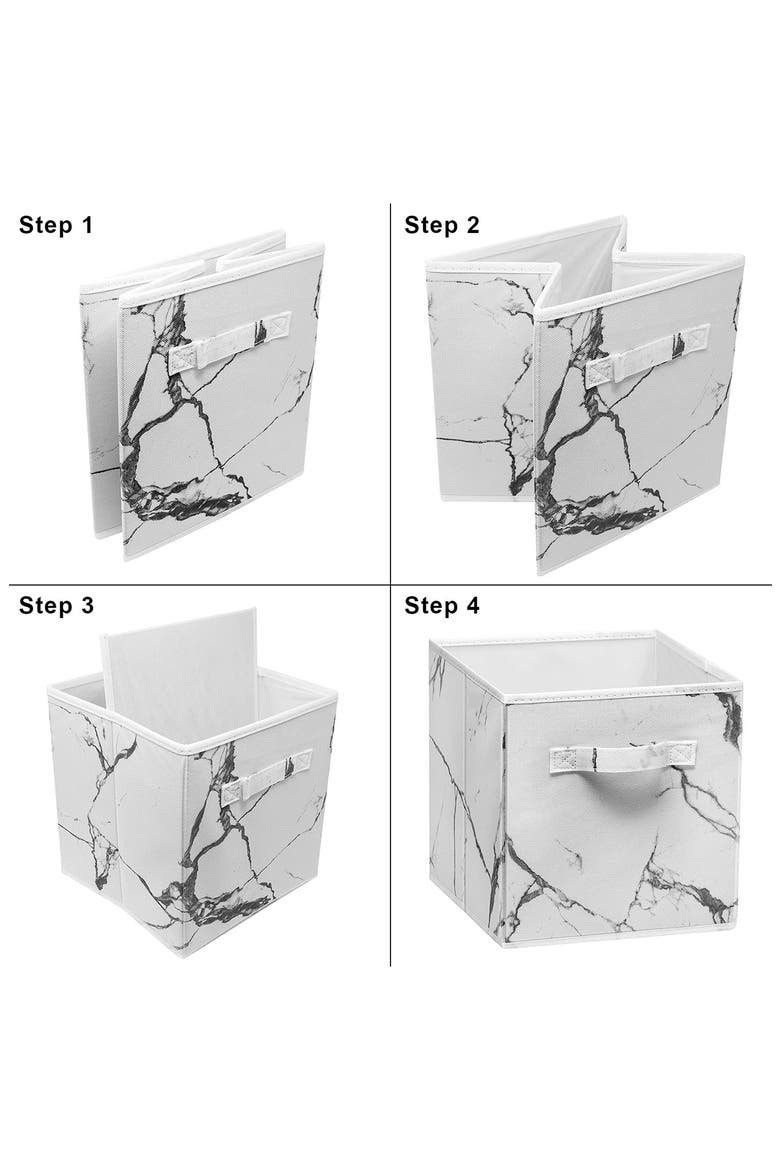 Foldable Storage Cube - Set of 4, Alternate, color, WHITE MARBLE