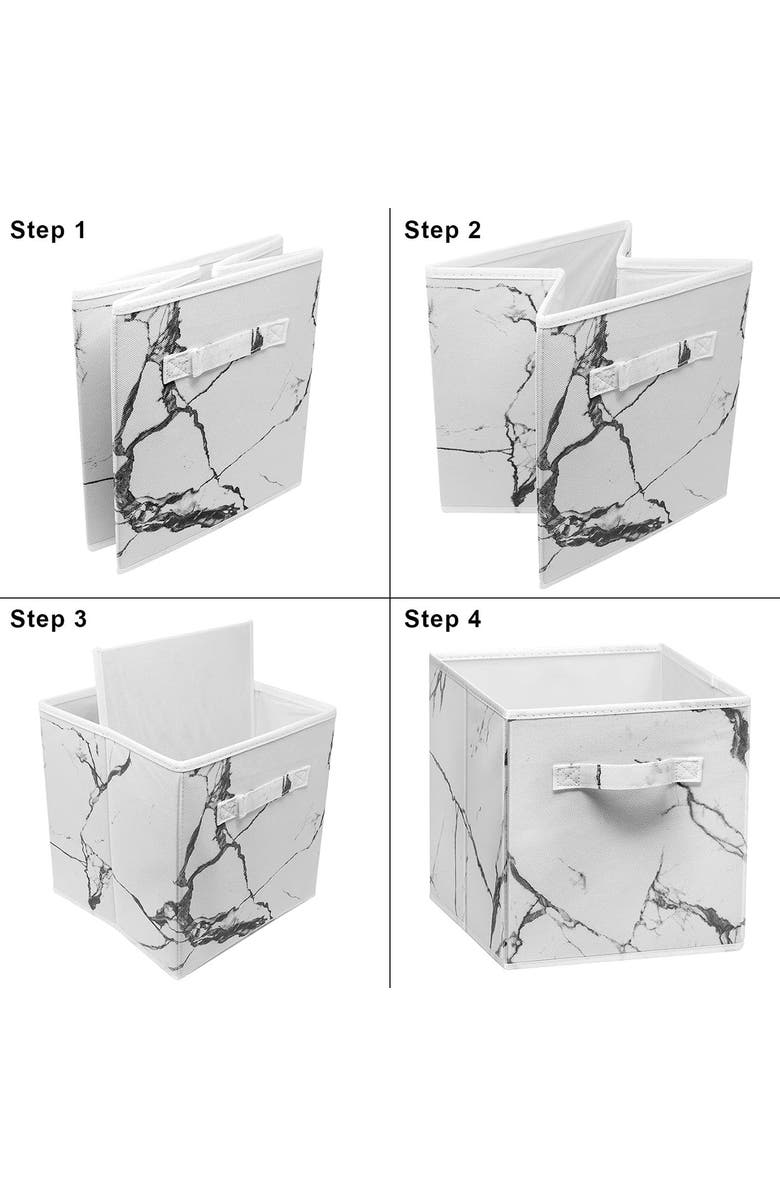 SORBUS Foldable Storage Cube - Set of 4, Alternate, color, White Marble
