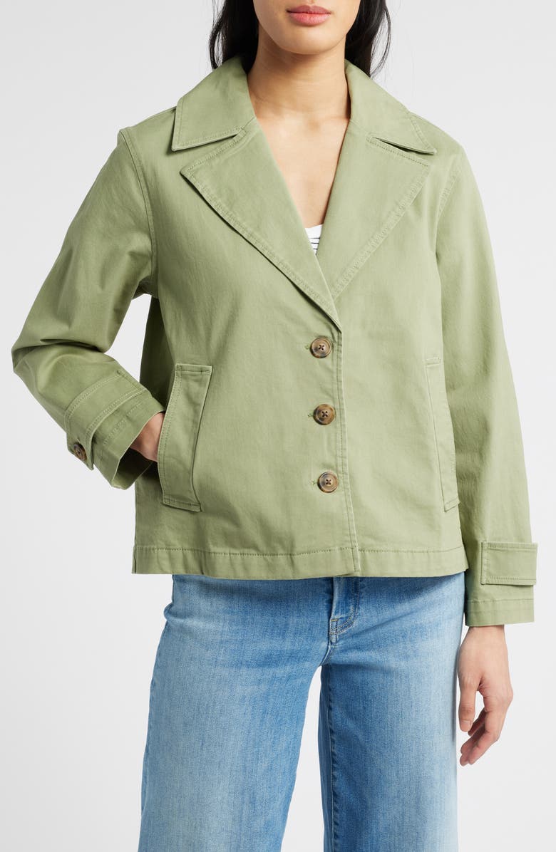 Caslon<sup>®</sup> Swing Trench Coat, Alternate, color, Olive Acorn