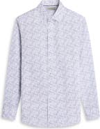 Bugatchi Axel Shaped Fit Crosshatch Print Cotton Button-Up Shirt