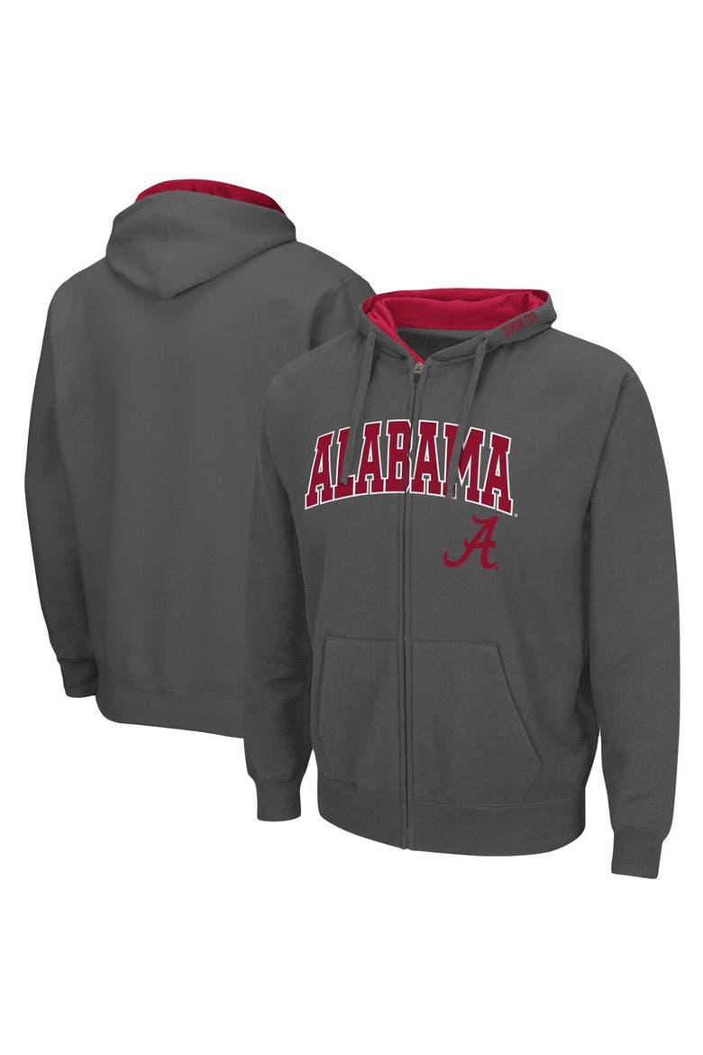 Men's Colosseum Gray Alabama Crimson Tide Arch & Logo 3.0 Full-Zip Hoodie, Main, color, Gray