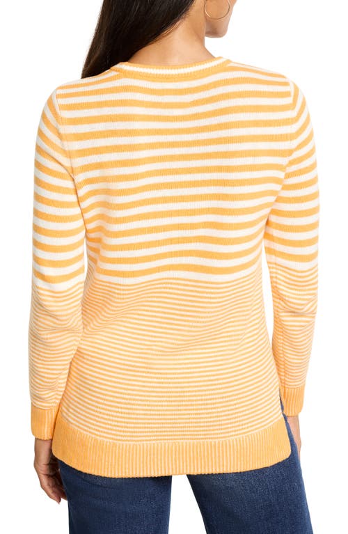 Nic + Zoe Nic+zoe Stripe High-low Cotton Blend Sweater In Orange Multi