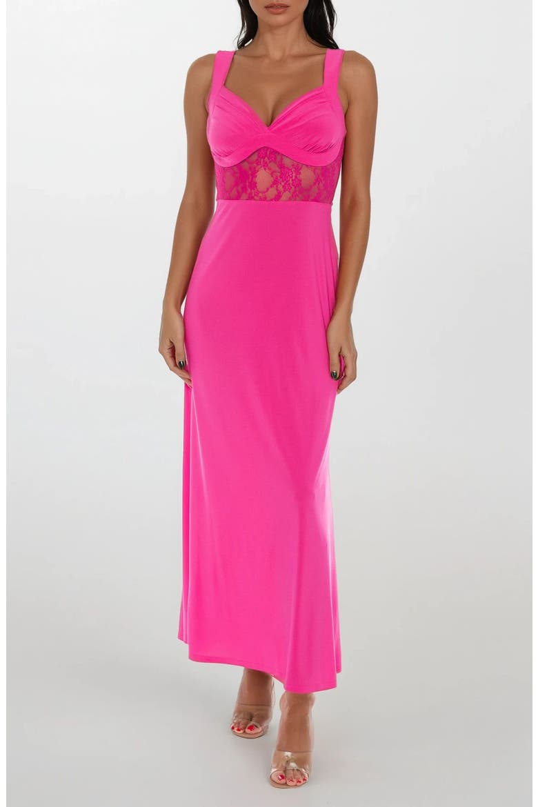 Lace Inset Slipdress, Main, color, FUCHSIA