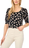 CeCe Floral Knit Top