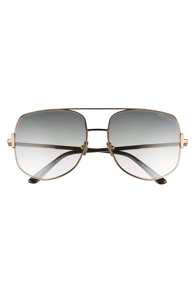 Lennox 62mm Oversize Aviator Sunglasses, Main, color, ROSE GOLD/ GREY