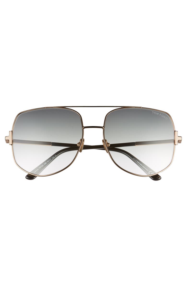 TOM FORD Lennox 62mm Oversize Aviator Sunglasses, Main, color, Rose Gold/ Grey
