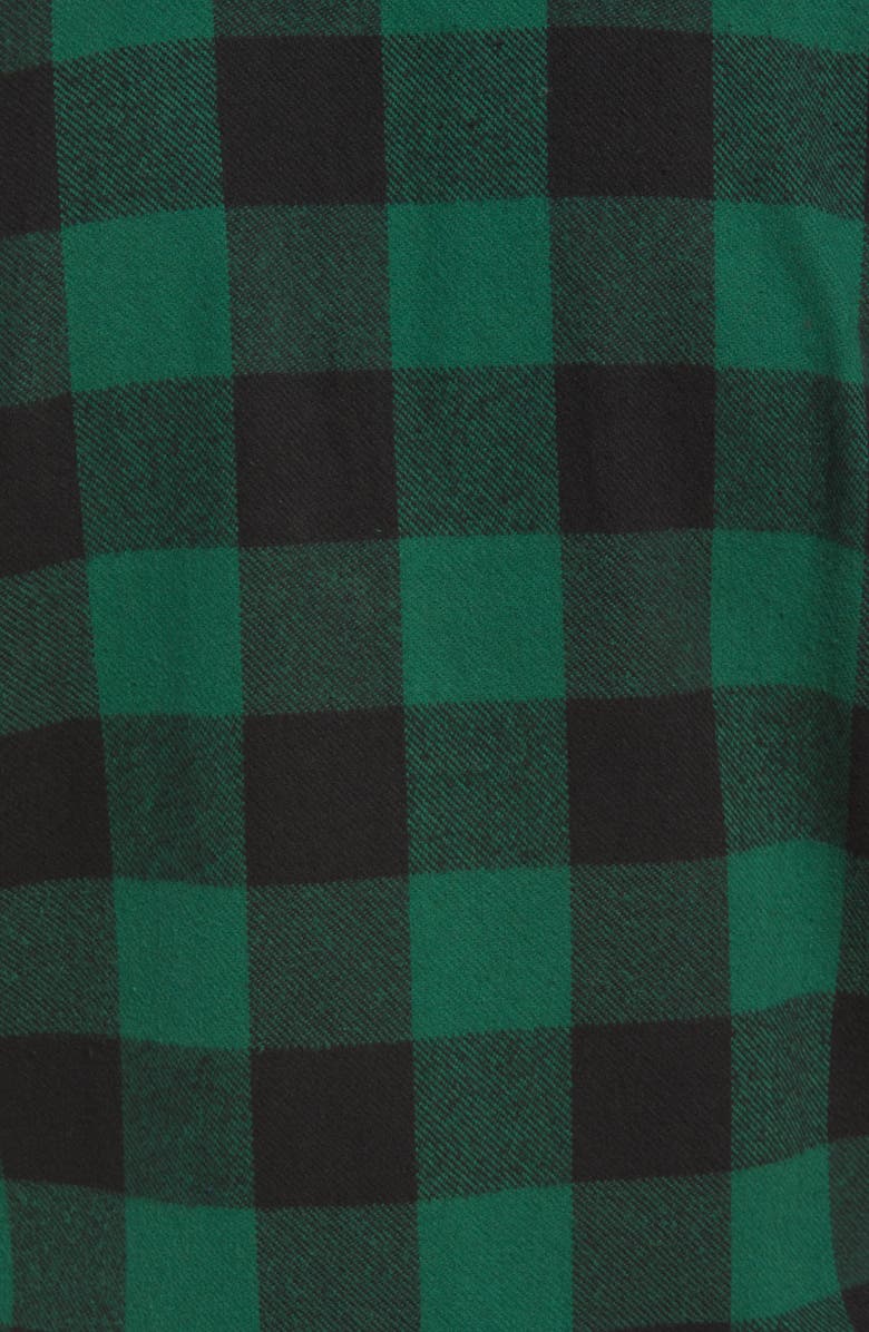 Schott NYC Buffalo Check Flannel Long Sleeve Button-Up Shirt, Alternate, color, Green