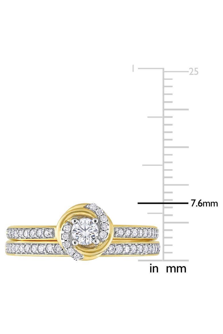 Diamond Swirl Halo Bridal Ring Set 14k, Alternate, color, 14K Yellow Gold