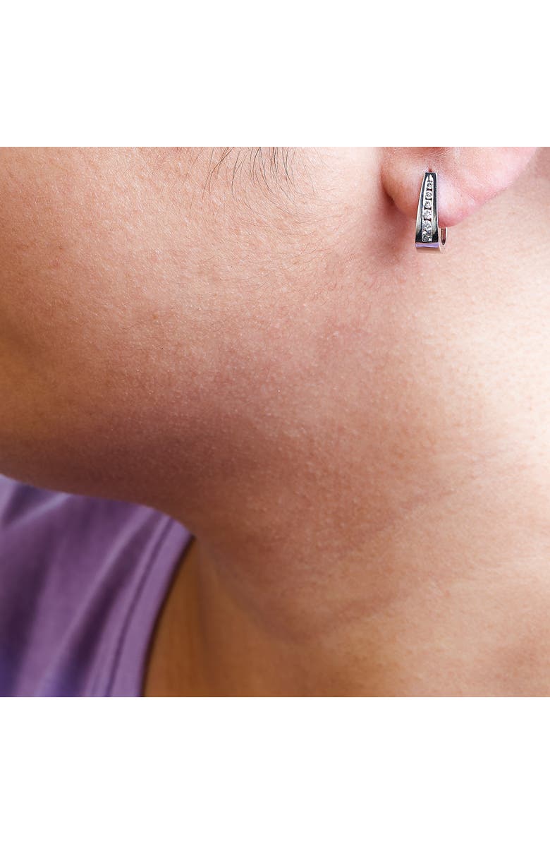 Haus of Brilliance 14K Gold 1/4 Cttw Channel-Set Brilliant Round-Cut Diamond Hoop Earrings, Alternate, color, White