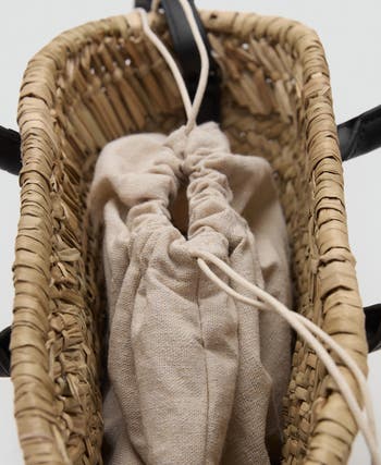 MANGO Small Double Handle Natural Fiber Crossbody Bag