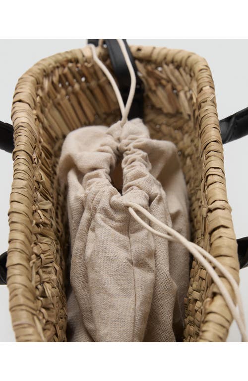 Mango Small Double Handle Natural Fiber Crossbody Bag