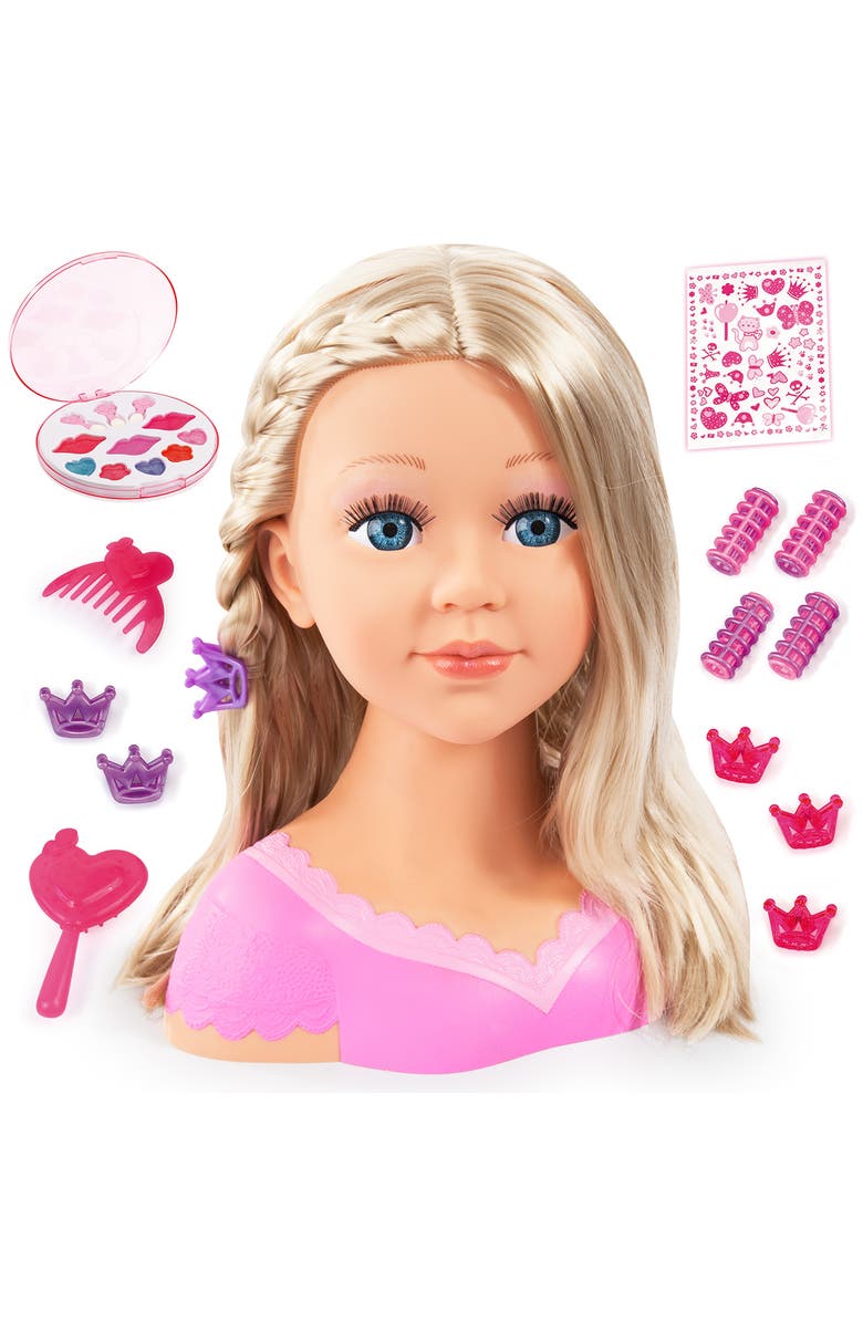 Bayer Design Charlene Styling Head 27cm with Blonde Hair, Makeup and Accessories, Main, color, Multicolored