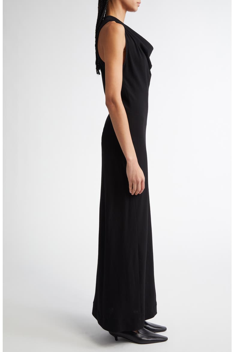 Cowl Neck Stretch Crepe Dress, Alternate, color, BLACK