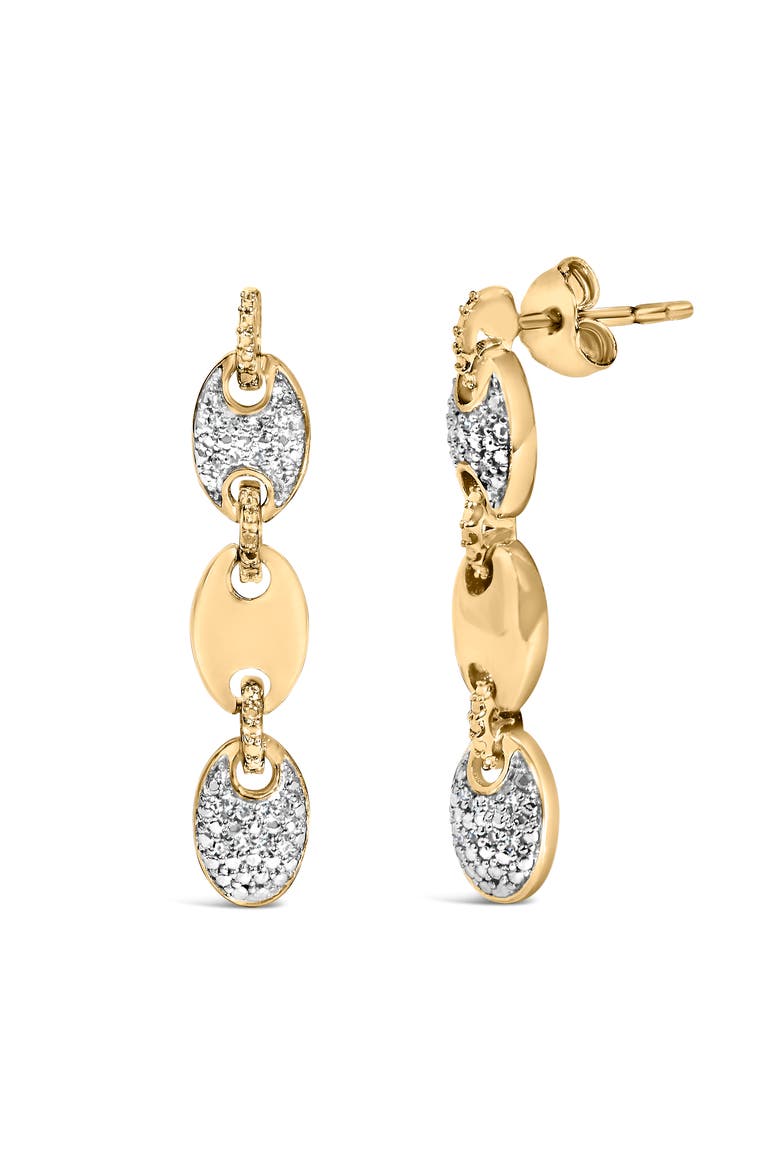 Gold Vermeil 1/10 Cttw Diamond Bold Disc Link Earring, Alternate, color, Silver