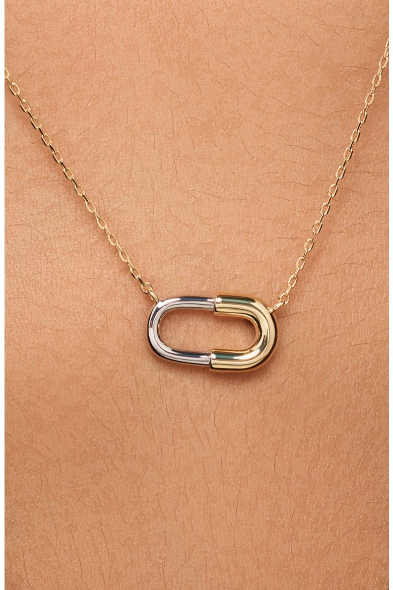 Black Mini Pendant Necklace, Alternate, color, GOLD / SILVER