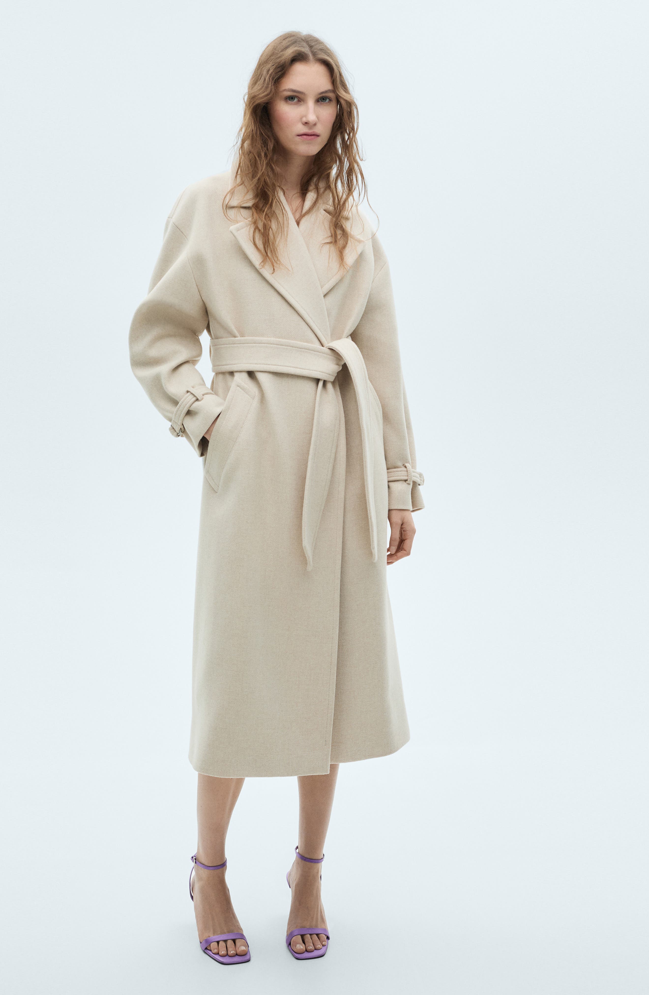 MANGO Square Toe Satin Sandal, Alternate, color, Lilac