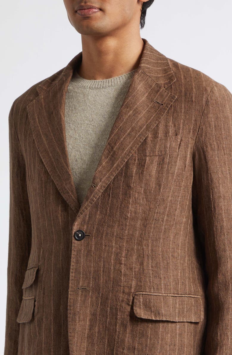 Massimo Alba Sloop Pinstripe Linen Suit, Alternate, color, Brown
