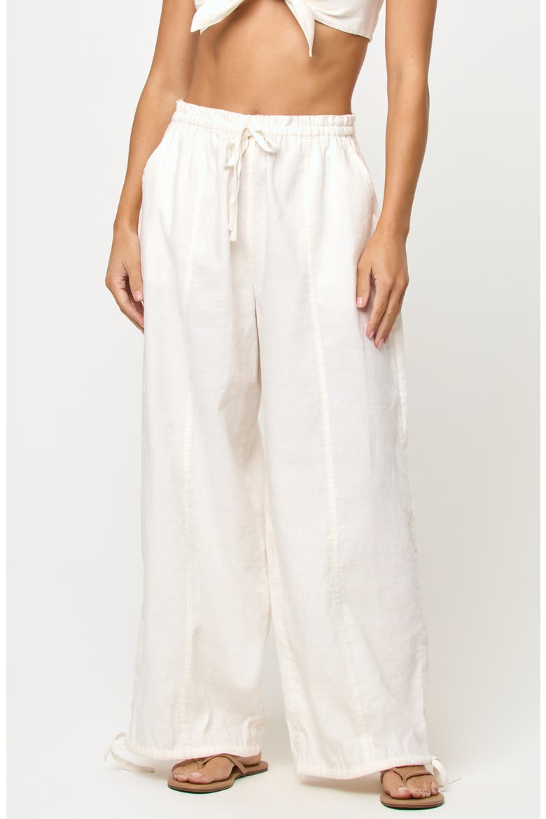 Ellis Wide Leg Linen & Cotton Cover-Up Pants, Main, color, CREAM