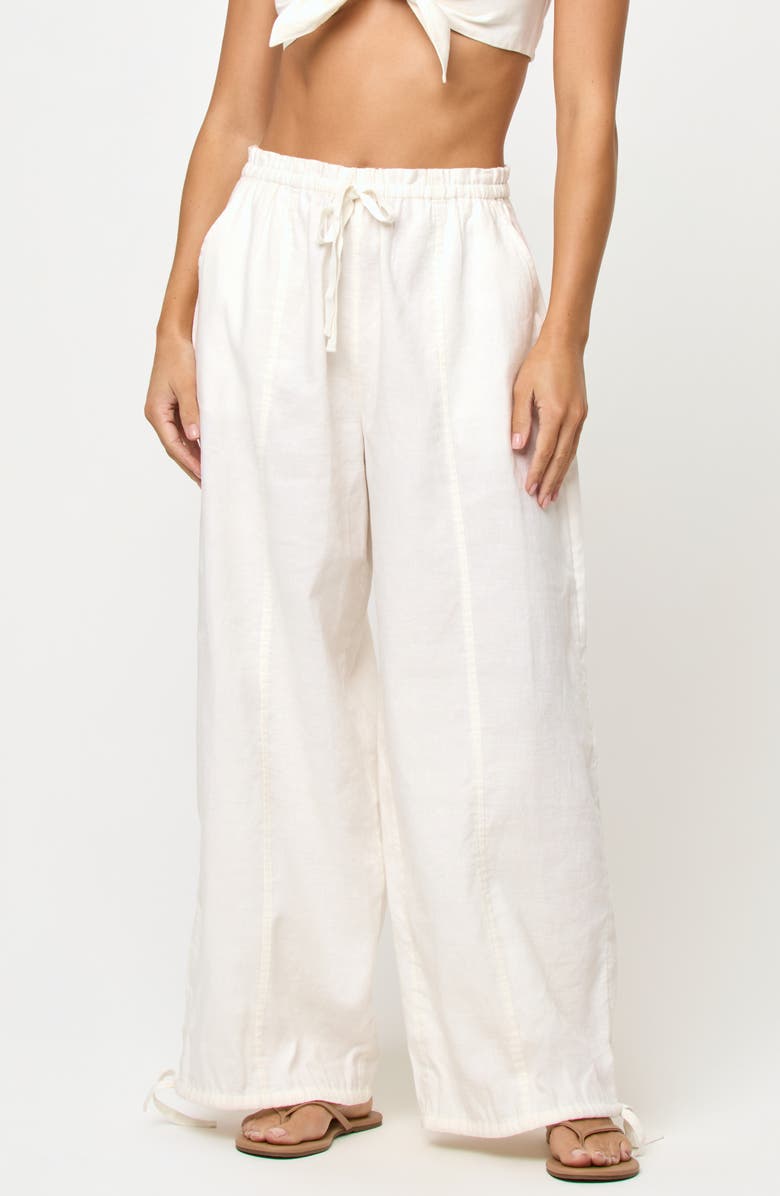 LSPACE Ellis Wide Leg Linen & Cotton Cover-Up Pants, Main, color, Cream