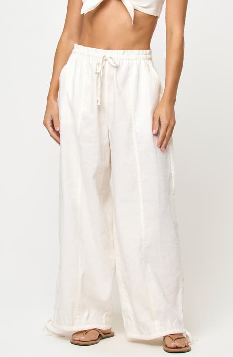 Ellis Wide Leg Linen & Cotton Cover-Up Pants