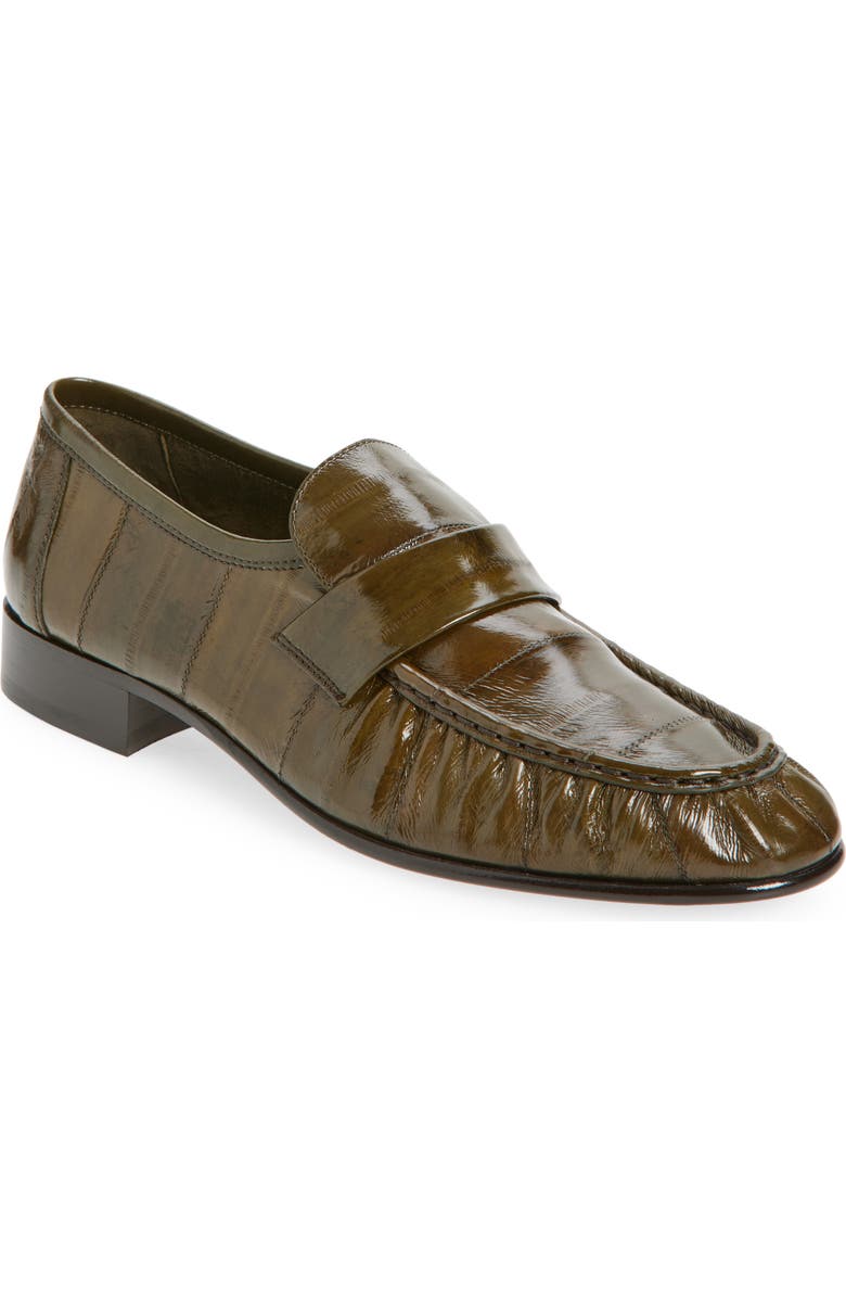 The Row Soft Eelskin Loafer, Main, color, Olive Oli