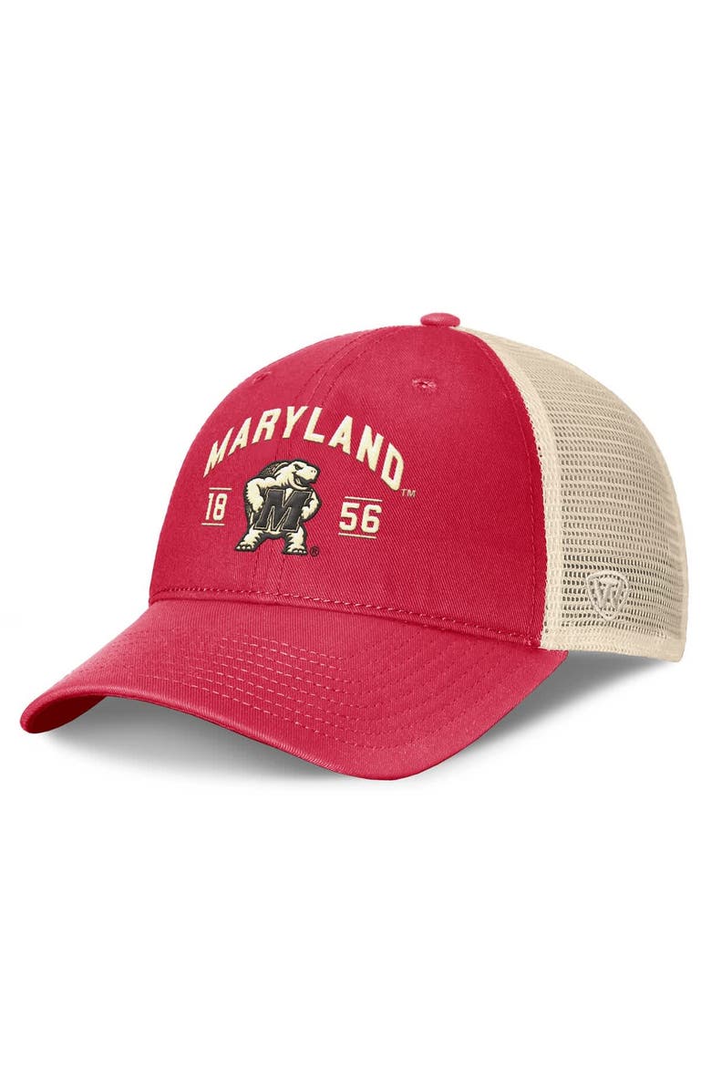 TOP OF THE WORLD Men's Top of the World Red Maryland Terrapins Heritage Waylon Trucker Adjustable Hat, Main, color, Red