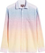 Johnston & Murphy Ombré Cotton & Linen Button-Up Shirt