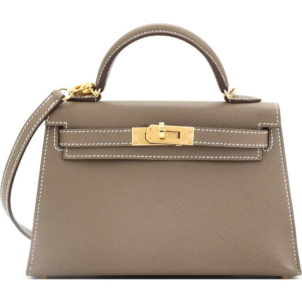 Pre-owned Hermes Hermes Kelly Mini Ii Bag Grey Madame With Gold Hardware 20 In Brown